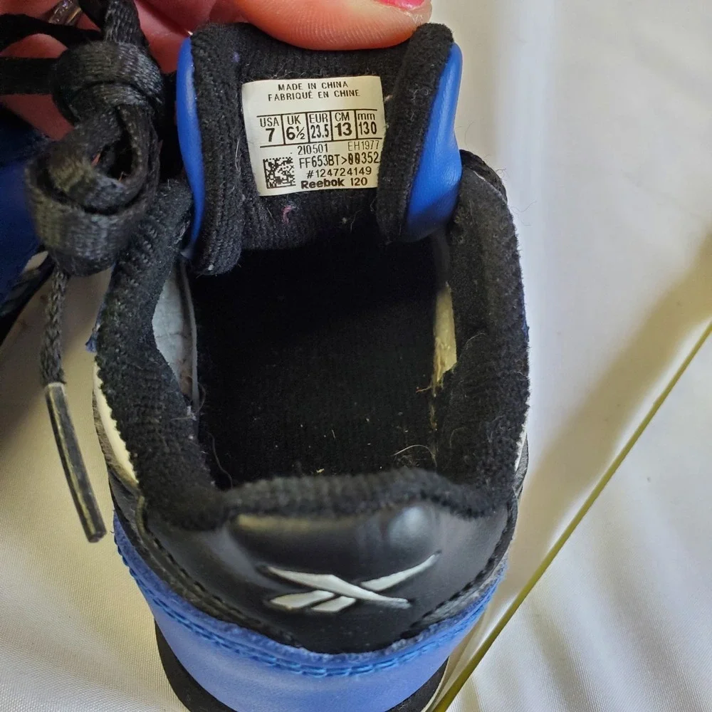 Reebok Classic Leather Infants Running Shoes‎ Blue/Black/White 7